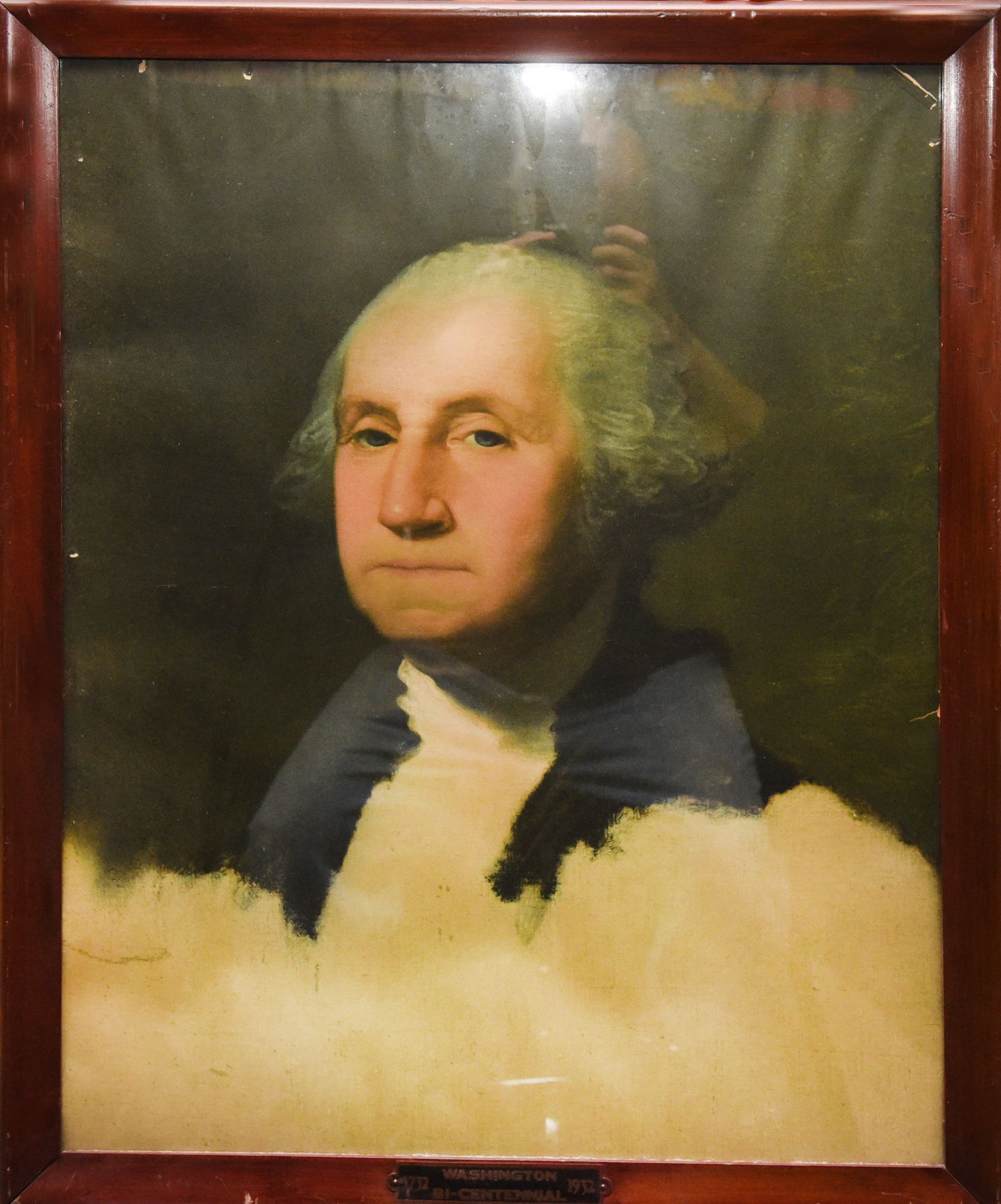 1796 Portrait of Washington - After Gilbert Stuart, Print: Vintage print after Gilbert Stuart’s "Athenaeum Portrait" of George Washington, produced in 1932. Framed; framed size: 23" W x 28" H