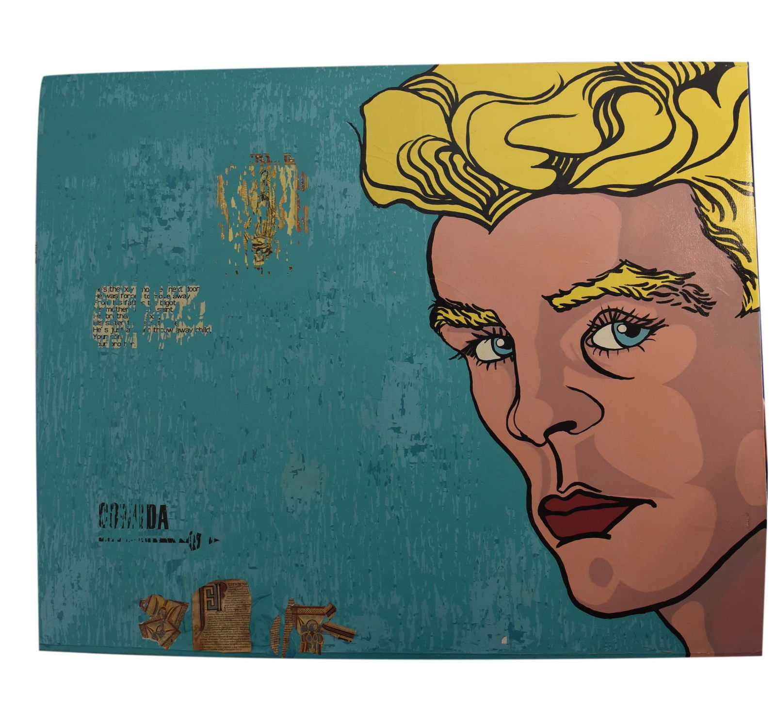 Pop Icon: Bowie in Aqua Aura - Unknown artist, Mixed Media Acrylic on Canvas (1 of 1)