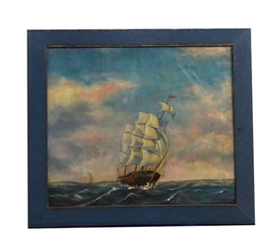 Majestic Clipper Ship on Choppy Seas - B. Hage, Oil on Canvas