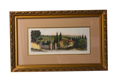 Tuscan Villa Landscape - Unknown artist, Limited Edition Lithograph