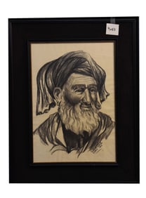 The Kabul Elder - Ghulam Sedik, Charcoal Drawing