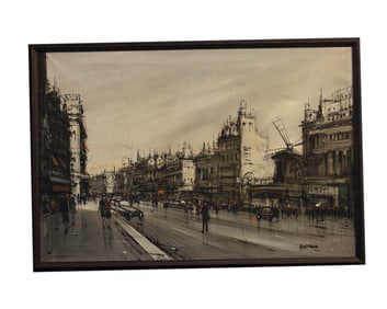 Parisian Boulevard in Monochromatic Hues - Antoine, Oil on Canvas