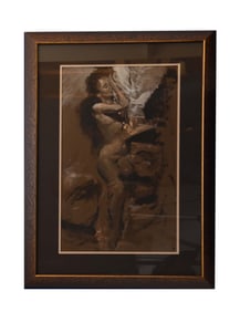 Reclining Nude Study - Richard Hauser, Ink and Gouache on Paper