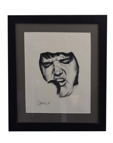 Elvis Presley Portrait - T. Wright, Pencil Drawing