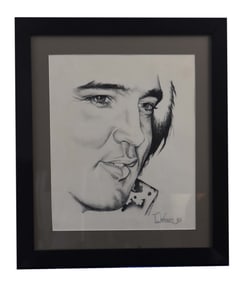Elvis Presley Portrait - T. Wright, Pencil Drawing