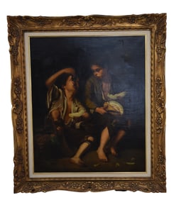 Children Eating Grapes and a Melon - After Murillo, Oil on Canvas