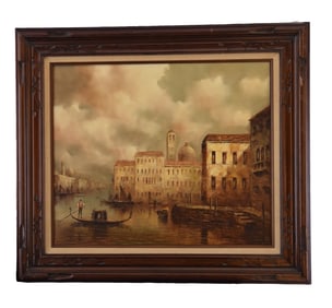 Venetian Canal Twilight - Unknown Artist, Oil on Canvas