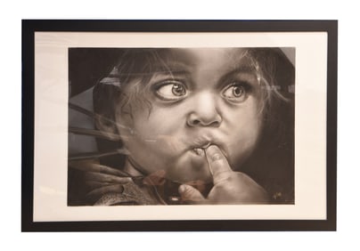 Innocent Gaze - Lily Movahedi, Charcoal on Paper