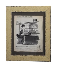 Man to Man - Jailhouse Visit - Unknown Artist, Cartoon Drawing