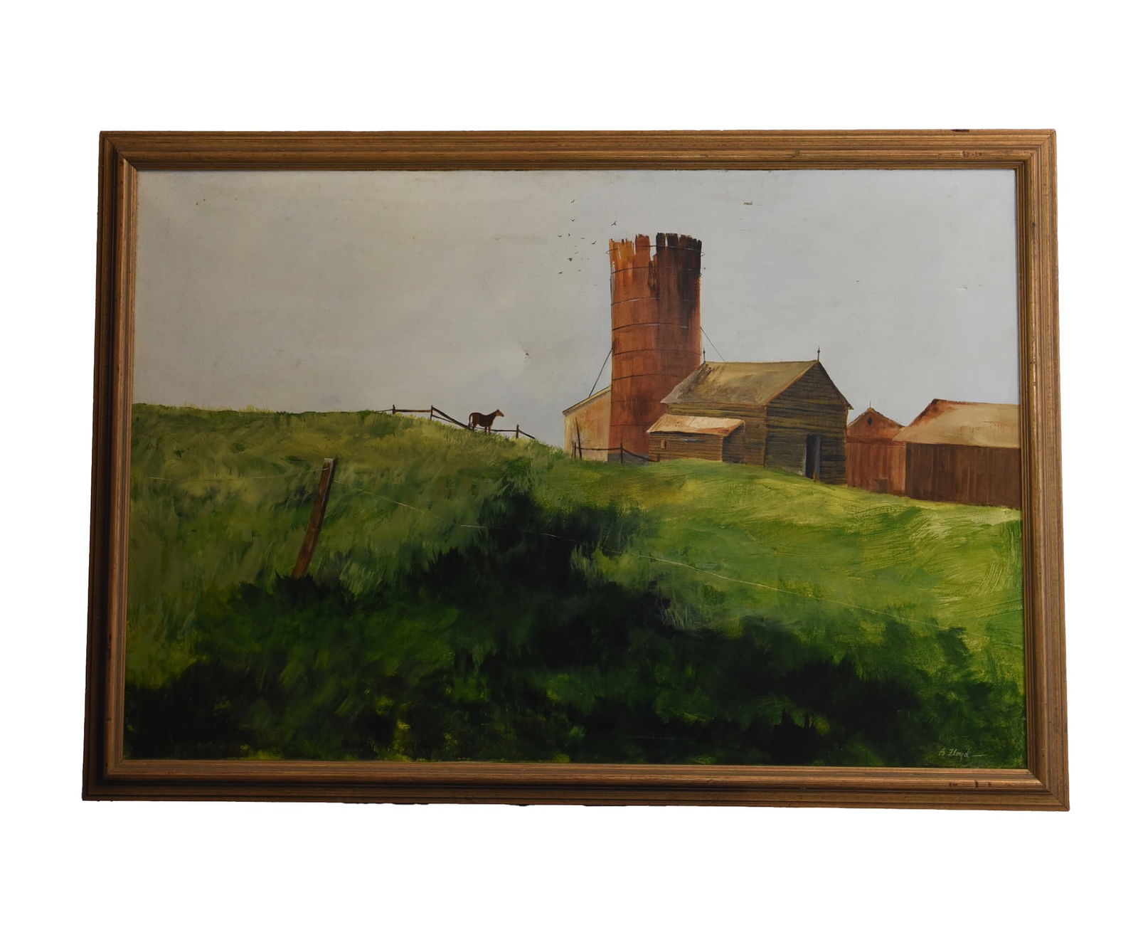 Farm Silo and Barns - Unknown Artist, Oil on Canvas (1 of 1)