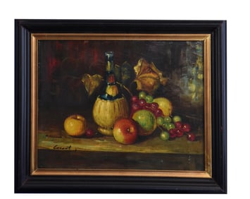 Still Life with Chianti and Fruit - Coroat, Oil on Canvas