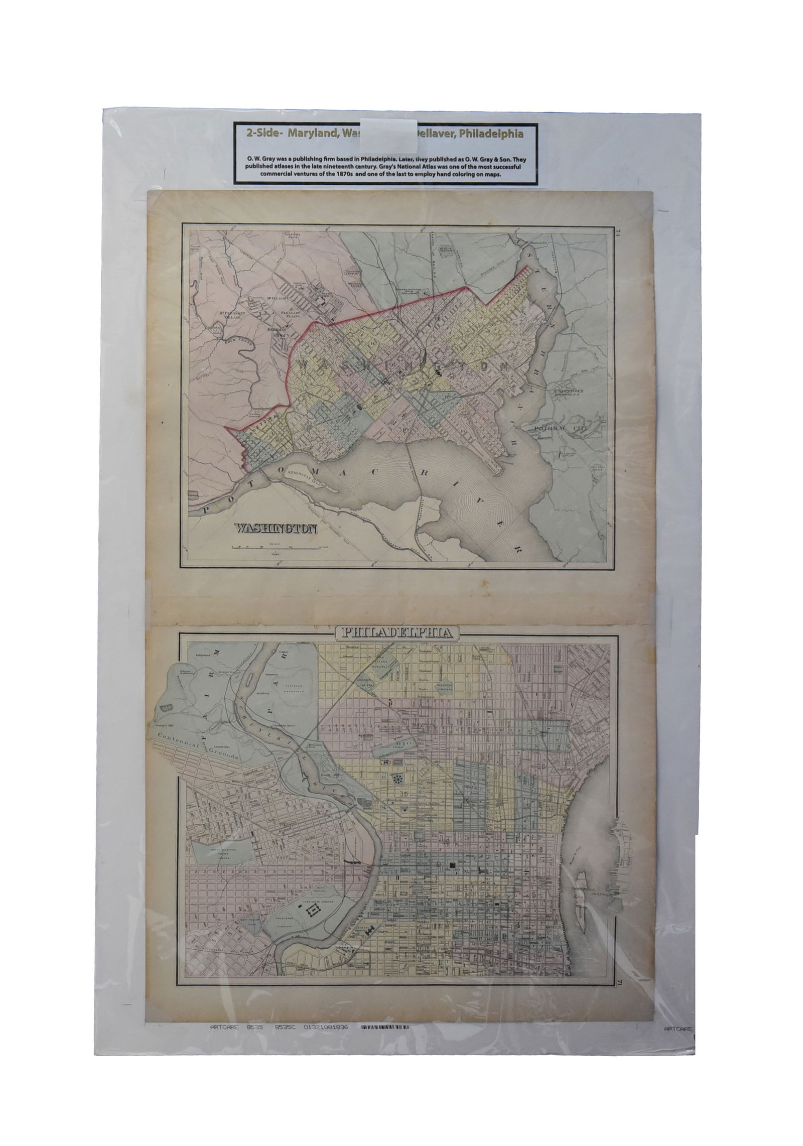 Two-Sided City Maps: Washington D.C. & Philadelphia - G.W. Gray & Son, Map (1 of 2)