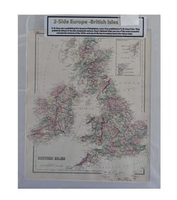 Two-Sided Map: British Isles & Europe - O.W. Gray & Son, Map