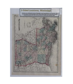 Two-Sided Map: Louisiana & Mississippi - O.W. Gray & Son, Map