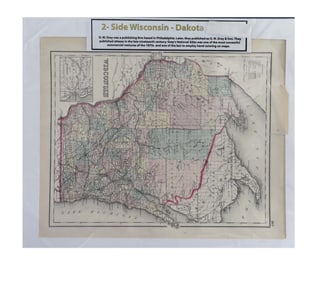 Two-Sided Map of Wisconsin & Dakota - O.W. Gray & Son, Map
