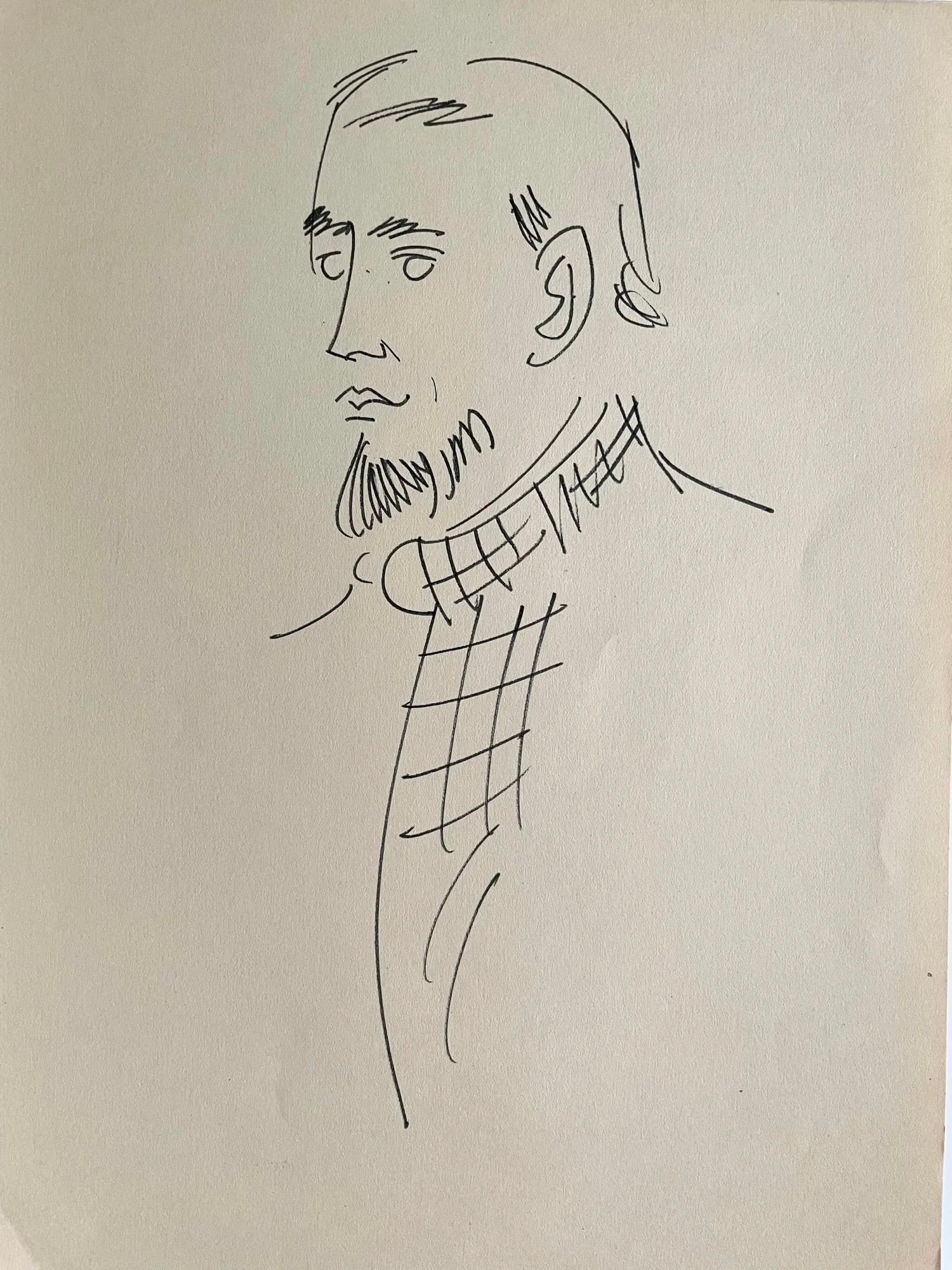 Portrait of Bearded Man (Attributed) - Yossi Stern (1923-1992), Ink on Paper (1 of 3)