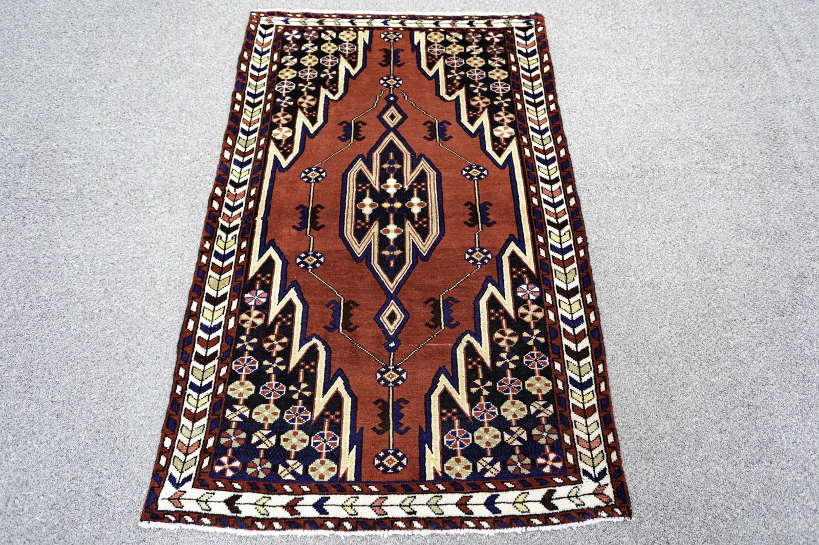 Handmade Persian Mazlaghan Rug 3'6" x 5'2" (1 of 5)