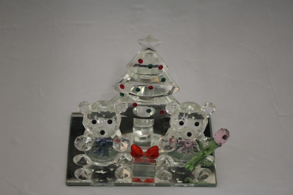 Crystal Teddy Bears On Mirror Base - 3