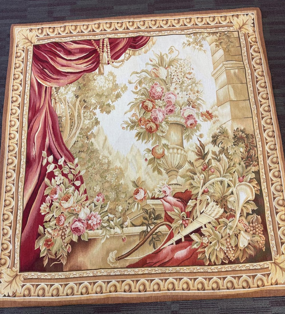 Handmade Antique French Tapestry 4'11" x 5'2" (1 of 6)