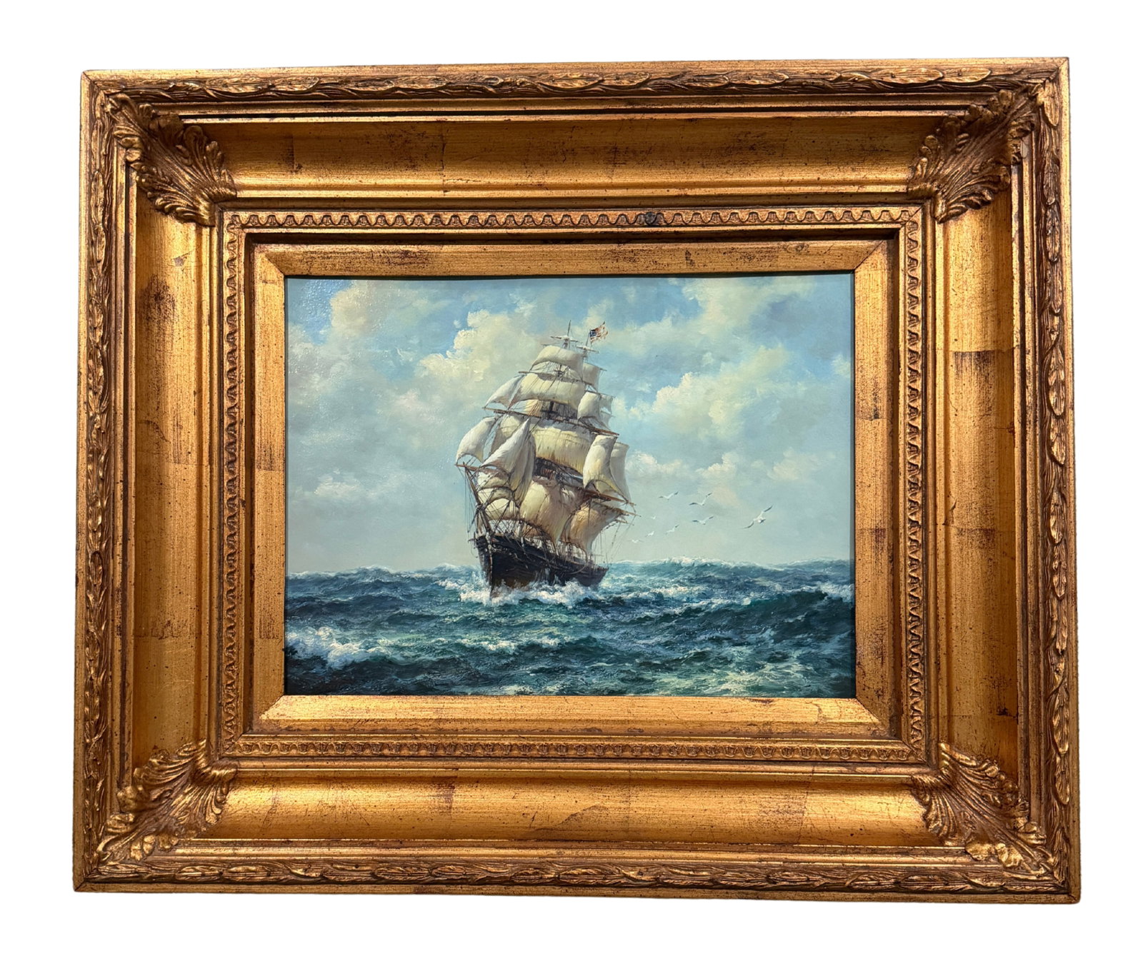 J. Clark - American Clipper at Sea, Oil on Canvas (1 of 9)