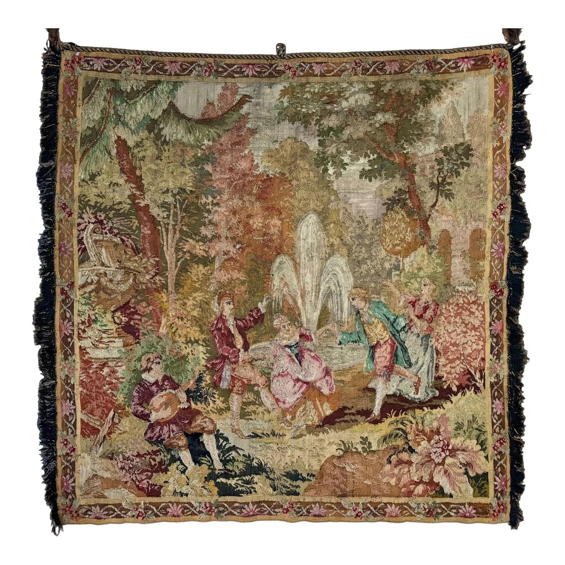 Early 20th-Century Belgian Figural Tapestry 4'4" X 4'5" (1 of 7)