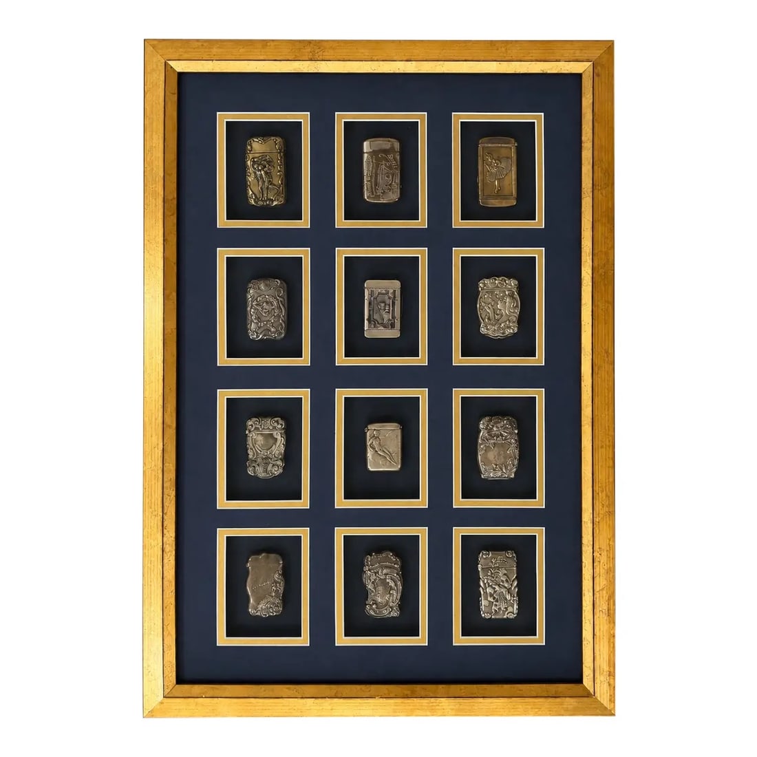 Framed Collection of Late 19th Twelve Antique and Vintage Match Safes / Vesta Cases (1 of 16)