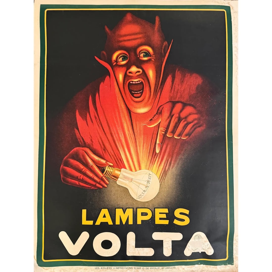 Lampes Volta - Belgian Electric Lighting Advertising Poster, C. 1920-1925, Color Lithograph (1 of 8)