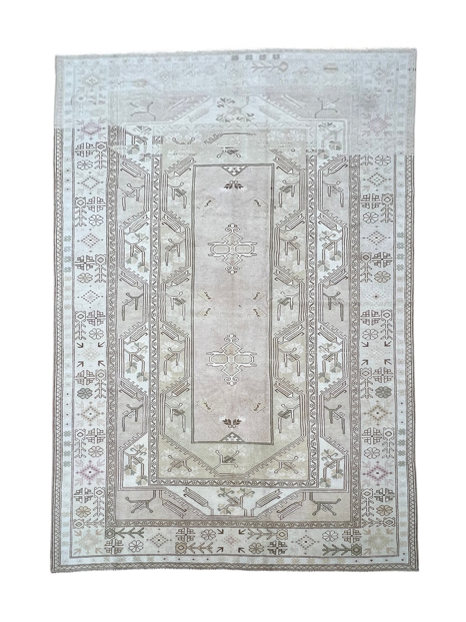 Vintage Turkish Hand Knotted Wool Rug 6'6" x 9'9" (1 of 5)