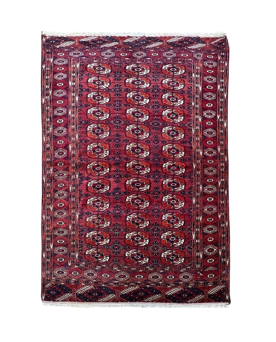 Vintage Afghan Turkmen Bokhara Wool Rug 5'3" x 7'11" (1 of 6)