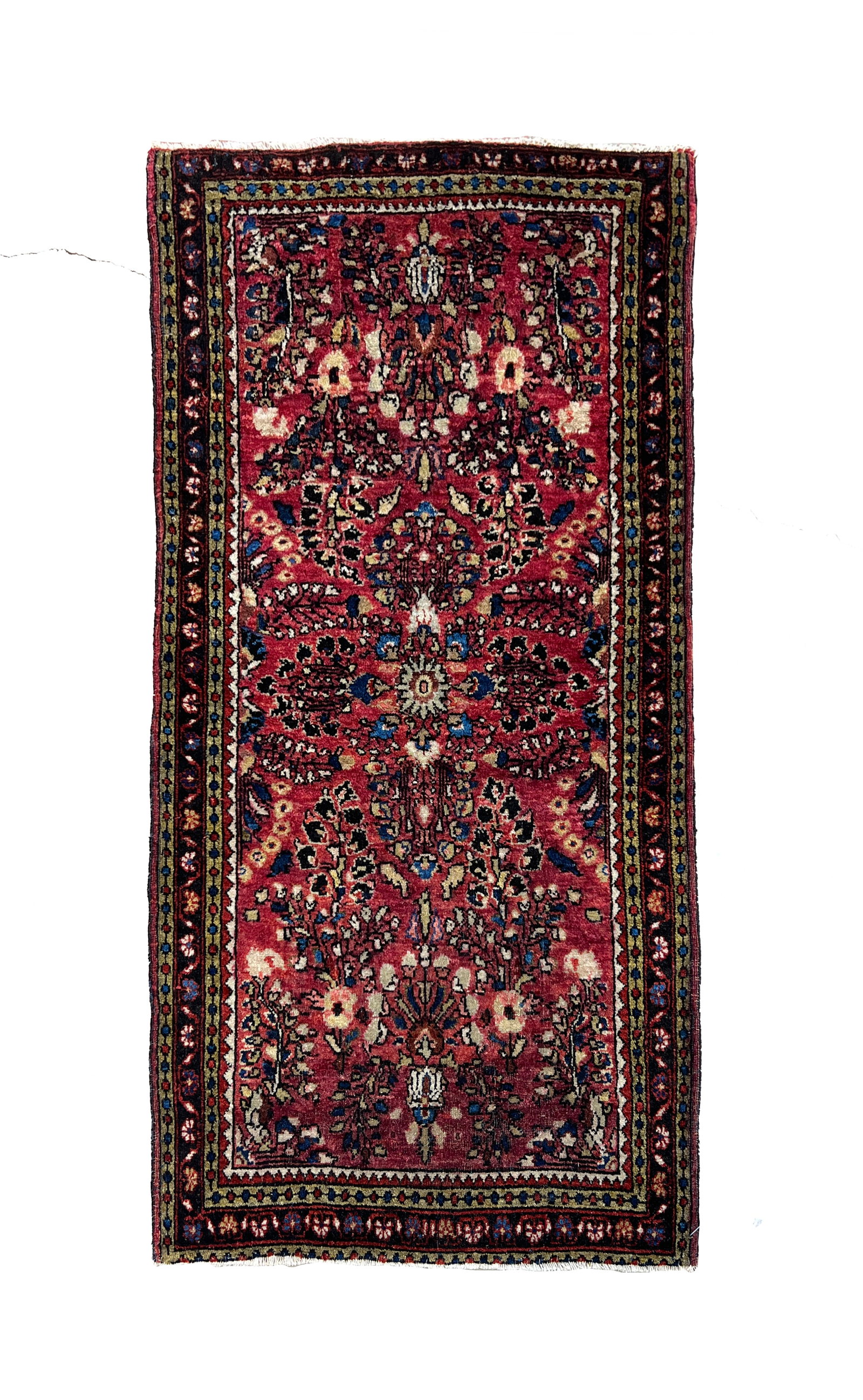 Antique Persian Sarouk Wool Rug 2' x 3'11" (1 of 6)