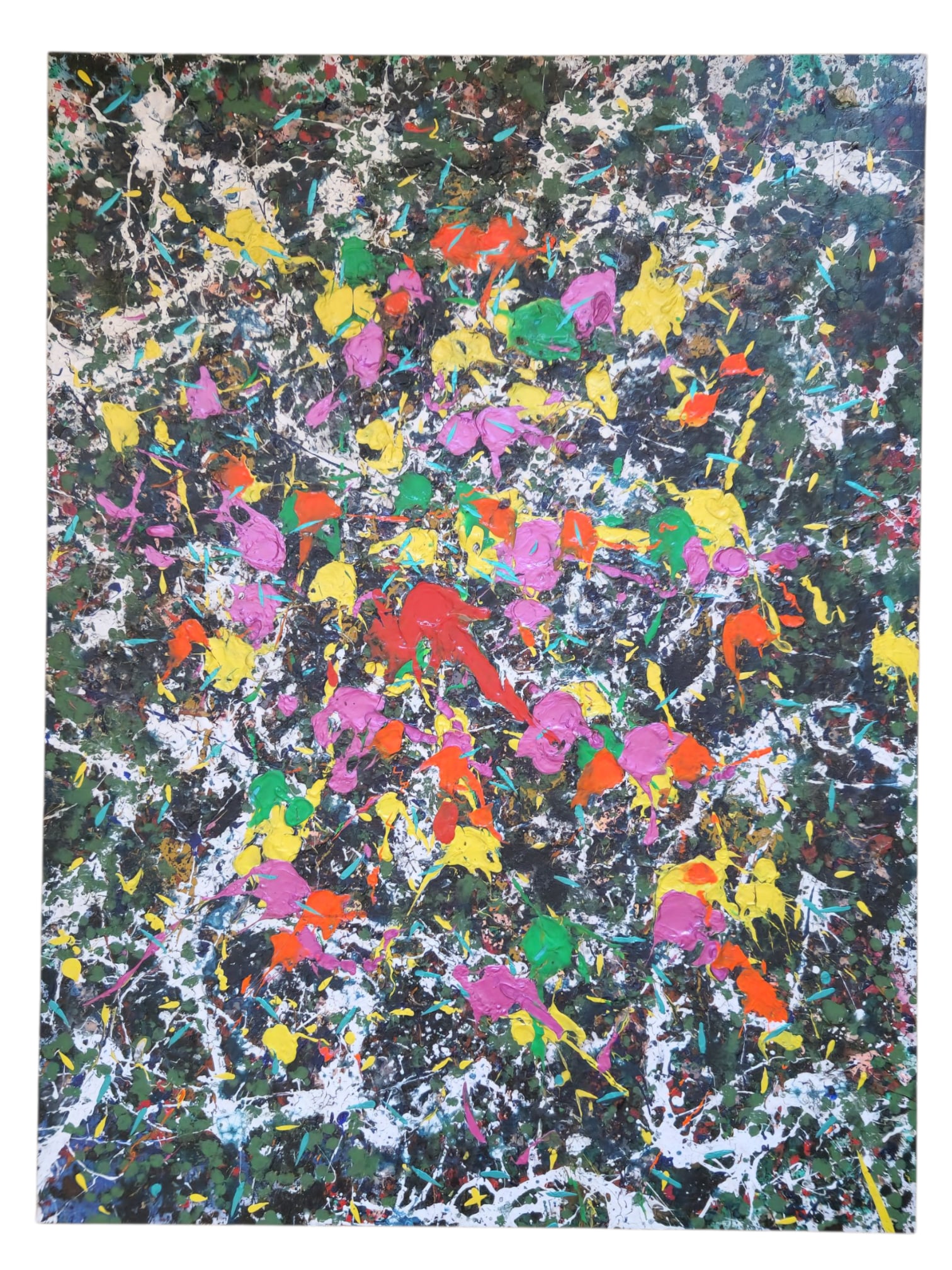 Danhoo - Printemps, Abstract Painting on Canvas, 2017: Large abstract painting on canvas by French-Vietnamese artist Danhoo (b. 1966), titled Printemps and dated 2017. Inspired by Chinese calligraphy and Abstract Expressionism, the artist uses energetic