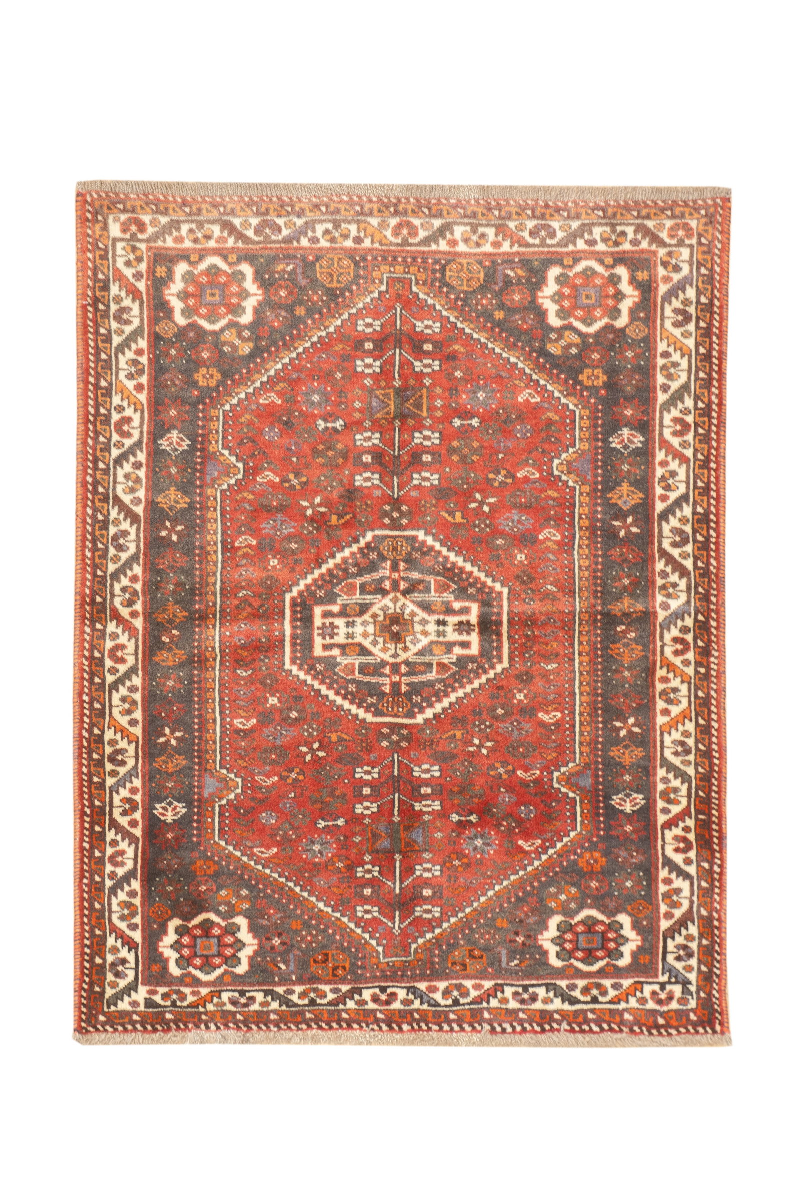 Vintage Persian Qashqai Rug 3'8" x 4'9" (1 of 19)