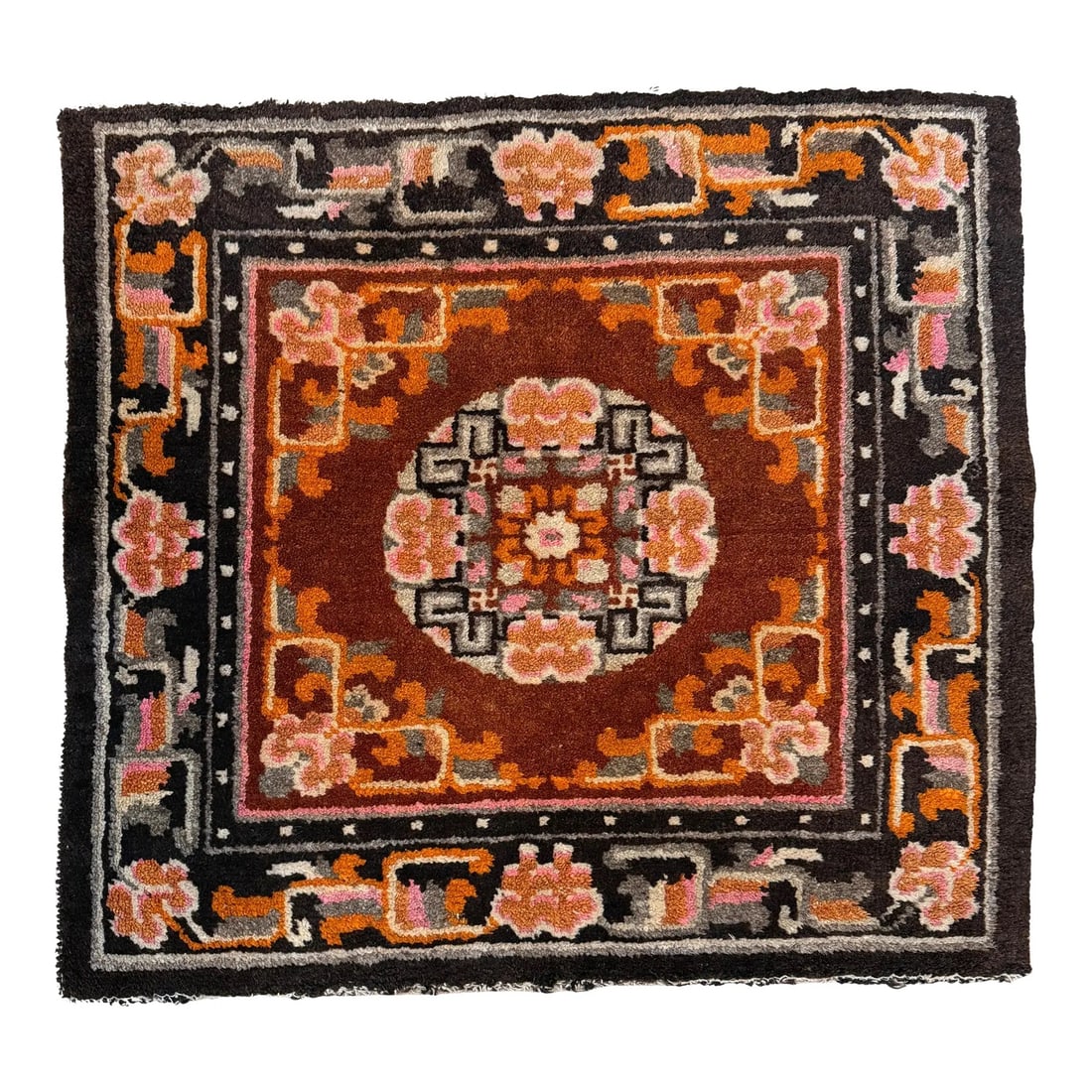 Antique Chinese Square Rug With Floral Medallion 2' X 2'2" (1 of 14)