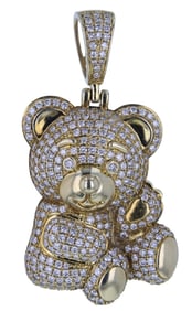 14K Yellow Gold Diamond Bear Pendant (4.00 ct Diamonds)