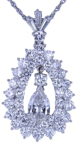 14K White Gold Diamond Pendant with Chain (4.00 ct Total Diamond Weight)