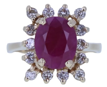 Radiant 14K Yellow Gold Ruby & Diamond Ring