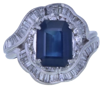 Platinum & Diamond Sapphire Ring – Estate Fine Jewelry