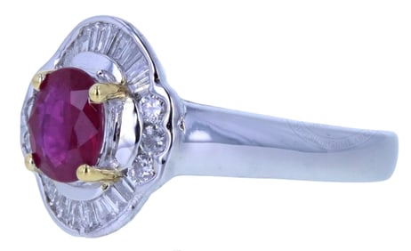 18K White & Yellow Gold Ruby and Diamond Ring
