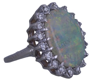 18K White Gold Semi-Black Opal & Diamond Heart Pendant