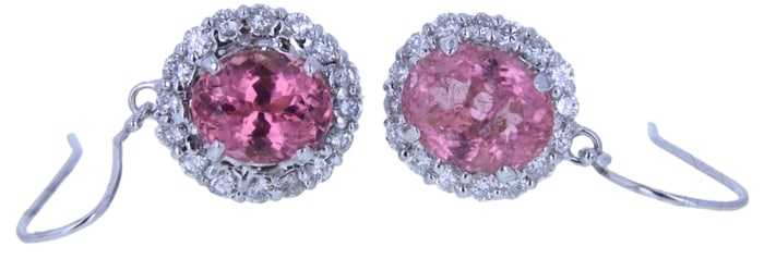 18K White Gold Pink Tourmaline & Diamond Earrings – 8.50 CTW