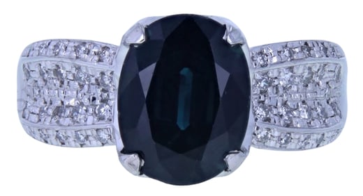 Platinum Blue Sapphire & Diamond Ring – 4.48 Carats Sapphire