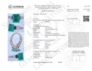 14K White & Yellow Gold Emerald, Diamond & Sapphire Ring