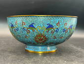 Mid-Qing Dynasty Cloisonné Enamel Bowl with Lotus Scroll Decoration