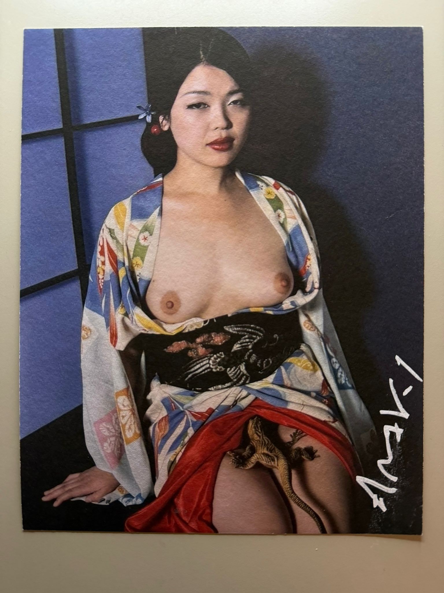 Nobuyoshi Araki – Kaori, 2004 - Signed with COA: Original photograph by , titled Kaori.—.—Signed by the artist on the front.—Gallery certificate from Norton Gallery included.—Printed on fine art paper.—Dimensions: 21x27 cm .