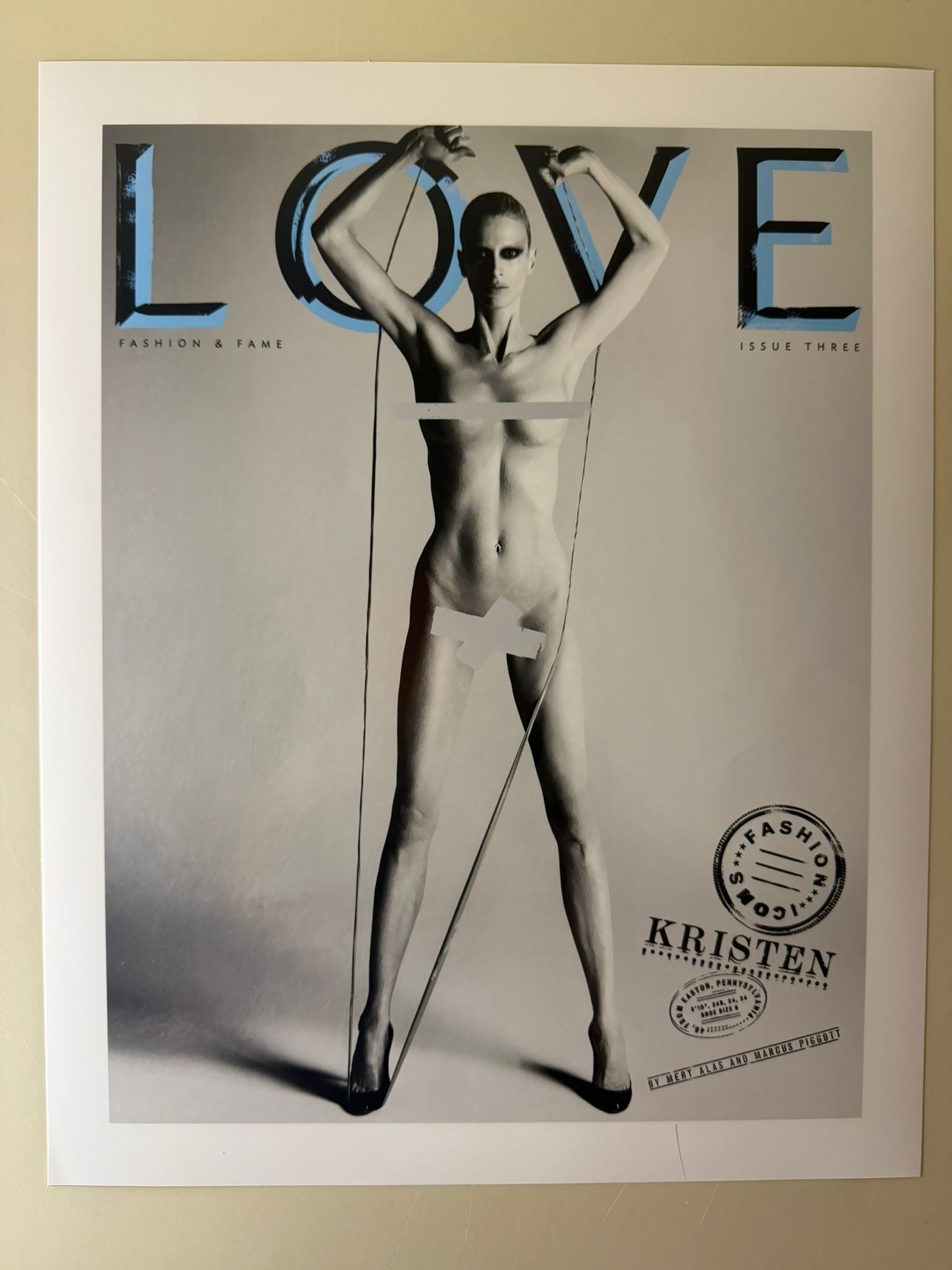 Mert Alas & Marcus Piggott – LOVE Covers: Kristen McMenamy (2009), LUMAS Limited Edition 2/100: 31x40 cm - Official LUMAS limited edition pigment print featuring the iconic LOVE Magazine cover with Kristen McMenamy, photographed by renowned fashion photographers Mert Alas & Marcus Piggott in 200