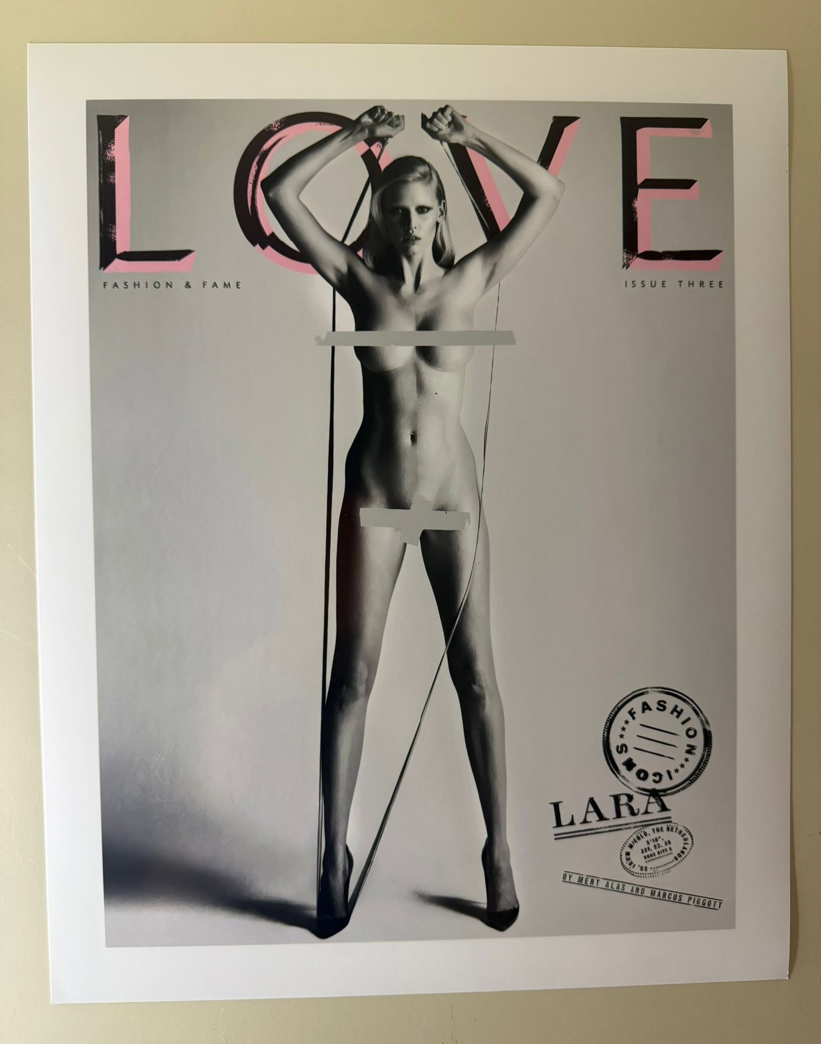 Mert Alas & Marcus Piggott – LOVE Covers: Lara Stone, LUMAS Limited Edition 01/100: Official LUMAS limited edition pigment print featuring the iconic LOVE Magazine cover with supermodel Lara Stone, photographed by internationally acclaimed fashion photographers Mert Alas & Marcus Pig