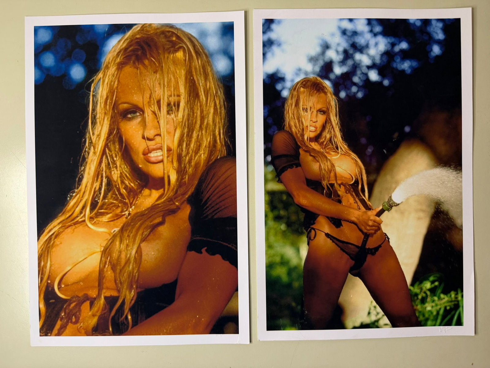 Pamela Anderson – Pair of Official Playboy Studio Photographic Prints: A matching pair of official Playboy Studio photographic prints featuring Pamela Anderson, one of the most iconic Playboy Playmates and cultural symbols of the 1990s.The lot includes two complementary 