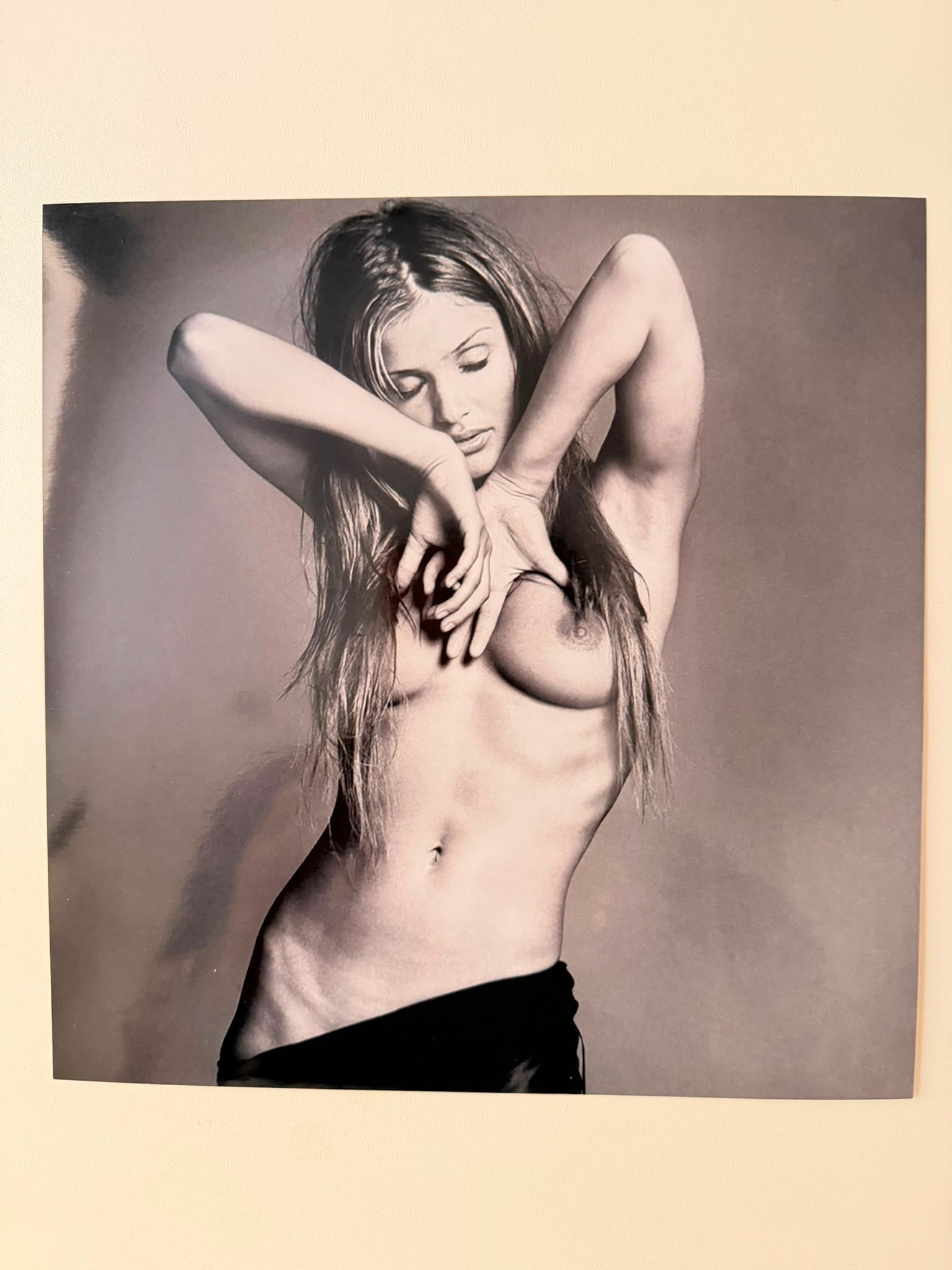 Michel Comte – Helena Christensen III, Safe Sex Campaign, 1993 | Signed Silver Gelatin Photograph: 38x38 cm - An original silver gelatin photograph by acclaimed Swiss photographer Michel Comte, depicting supermodel Helena Christensen in the celebrated image Helena Christensen III, created for the S