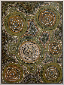 Adrian Newstead OAM, President, Aboriginal Art Association of Australia, and Dr. Jim Elmslie, President, Oceanic Art Society of Australia, launch new hybrid Indigenous Art Auction Platform. This auction of culturally significant traditional and contemporary Aboriginal paintings and sculptures includes Papunya Tula boards, rare painted artefacts, early bark paintings, Eastern, Central Western Desert and Kimberley canvases in ochre, and acrylic paint. Included are artists from the Central, Western & Tanami deserts: Bill Tjapaltjarri Whiskey, Charlie Tjararu, Clifford Possum Tjapaltjarri, Eunice Jack, Gabriella Possum, George Ward, Jimmy Donegan, Jorna Newberry, Justin Corby, Linda Syddick, Makinti Napanangka, Nancy Ross, Nyurapaya Nampitjinpa, Mrs Bennett, Old Mick Wallangkarri, Ronnie Tjampitjinpa, Thomas Tjapaltjarri, Timmy Payungka, Uta Uta Tangala, Walangkura Napanangka, Hermannsburg School Namatjira style artist Walter Ebatarinja, Willy Tjungurrayi, Yinarupa Nangala, Tommy Watson, and Balgo Hills, Yuendumu and Lajamanu artists Boxer Milner, Dorothy Napangardi, Judy Watson, Lorna Fencer, lucy Yukenbarri, Julie Robinson, Maggie Watson, Paddy Stewart and Paddy Sims. Eastern Desert: Barbara Weir, Emily Kame Kngwarreye, Gloria and Kathleen Petyarre, Josie Petrick Kemarre, Kathleen Ngale and Minnie Pwerle. Top End Tiwi Islands: Timothy Cook and Jean Baptiste Apuatimi; from Yirrkala, Maningrida, Ramingining and Oenpelli in Arnhem Land, and Yolnu painters Bobby Nganjmirra, Gawirrin Gumana, George Milpurrurru, Ivan Namirrki, Kay Lindjawanga, Lliwukan, Lofty Nadjamerrek, John Mawurndjul, Munggarawuy Yunupingu, Paddy Fordham Wainburranga, & Phillip Gudthaykudthay. Far northwest & Kimberley: Hector Jandanay, Jack Britten, Lily Karadada, Paddy Bedford, Paddy Jaminji, Queenie Mckenzie, Rover Thomas, Shirley Purdie and Waigan Djanghara. Far North QLD: Sally Gabori, Rosella Namock, Lin Onus and Trevor Turbo Brown from Victoria.