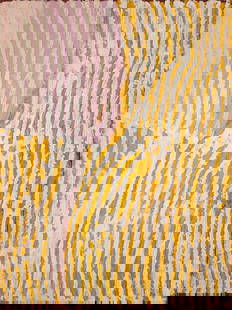 Makinti Napanangka, Women's Hairstring, 2007: Makinti Napanangka (1922 - 2011) Women's Hairstring, 2007 synthetic polymer on Belgian linen 122 x 92 cm PROVENANCE Papunya Tula Artists, NT, Cat No. NN0702158 Private Collection, Vic ARTWORK STORY M